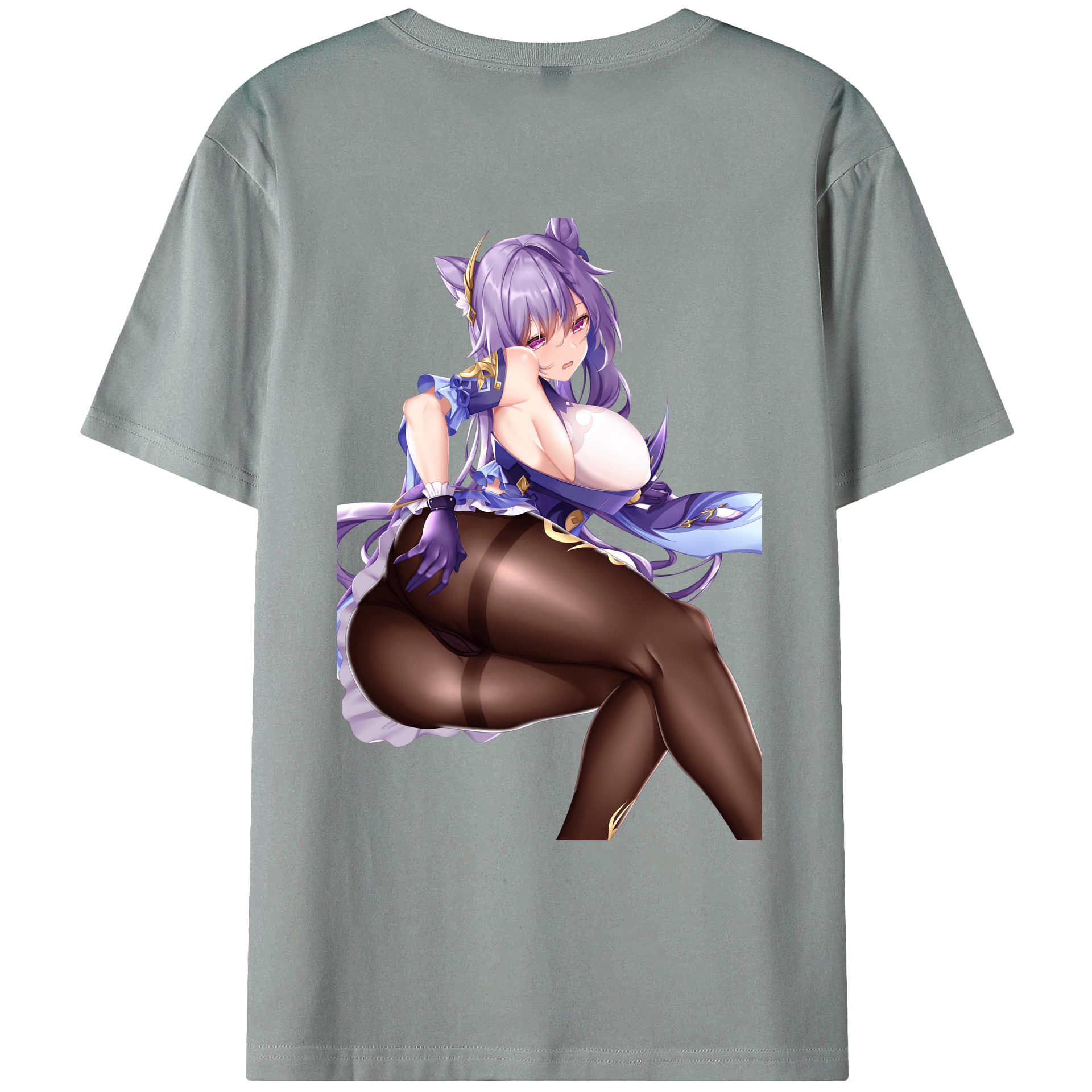 げんし神 刻晴 こくせい genshin Kokusei 綿100％ メンズ半袖Tシャツ（バックプリント） 通気性